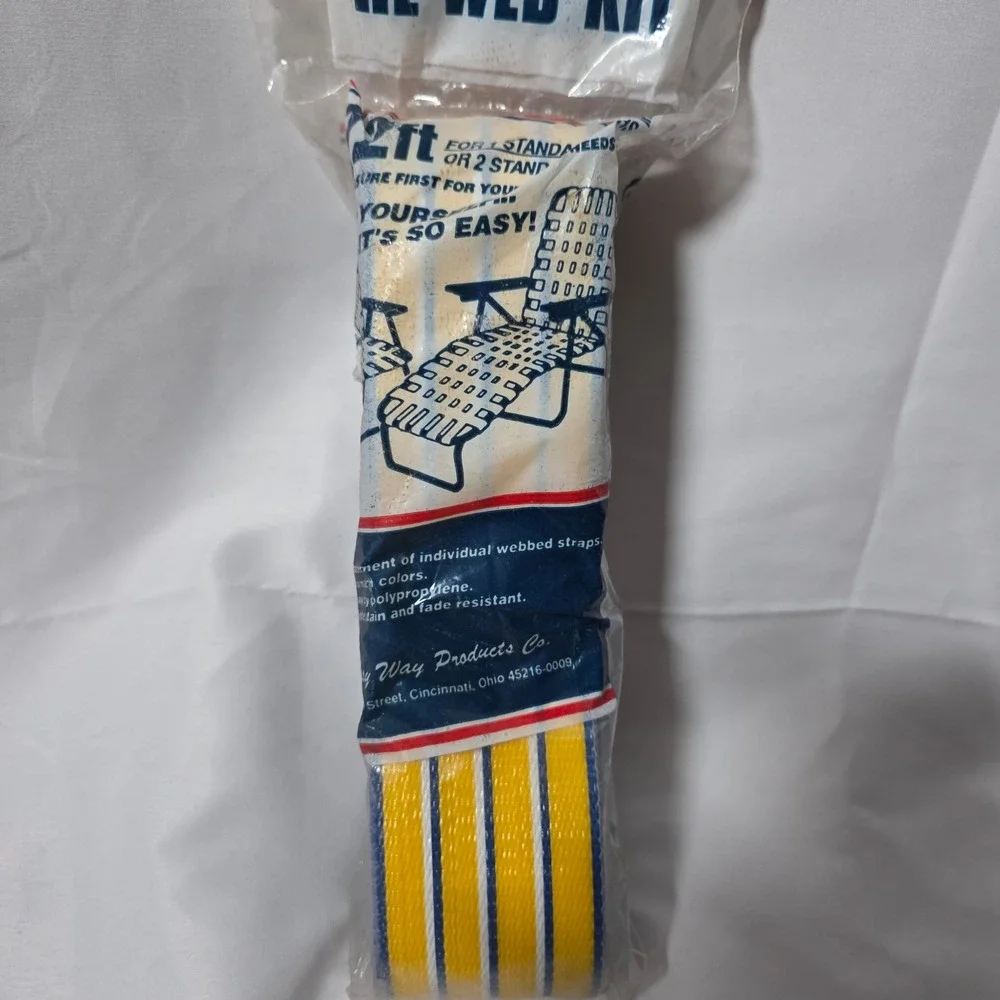 Re Web Kit Yellow Blue White Stripe‎ 22ft For 1 Chaise or 2 Standard Lawn Chairs